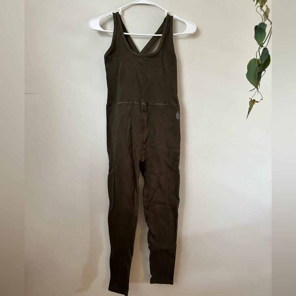 Free People Movement FPM Free Throw Jumpsuit Dark Olive M/L